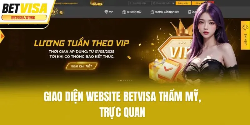 Giao diện website Betvisa thẩm mỹ, trực quan